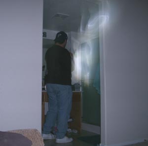 This photo taken during an investigation by the Southwestern Paranormal Society last year in Mesquite shows what ghost hunters often refer to as an "orb."
