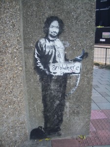 Creepy Manson hitchhiker graffiti  