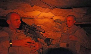 Corporal Jacob Lima, right, and another Marine at Observation Point Rock