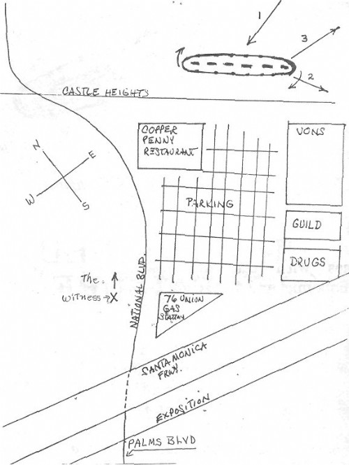 Drawing of the craft sighted by Barry E. Taff over Los Angeles on the night of April 19, 1981.